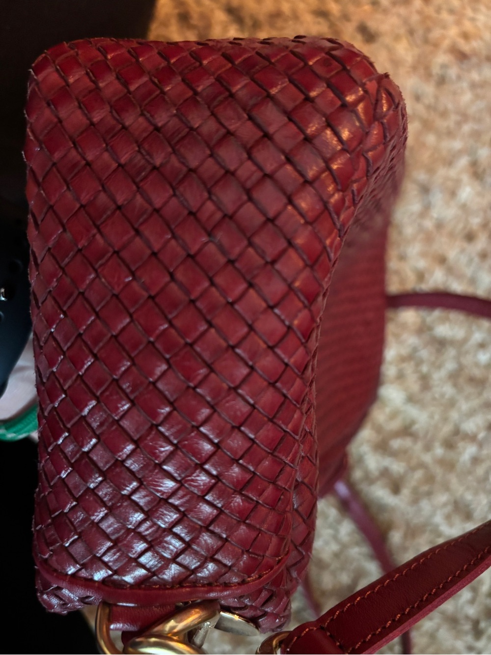 Clare V Marisol Shoulder Bag in Burgundy with Chain Handle - Picture 5 of 5
